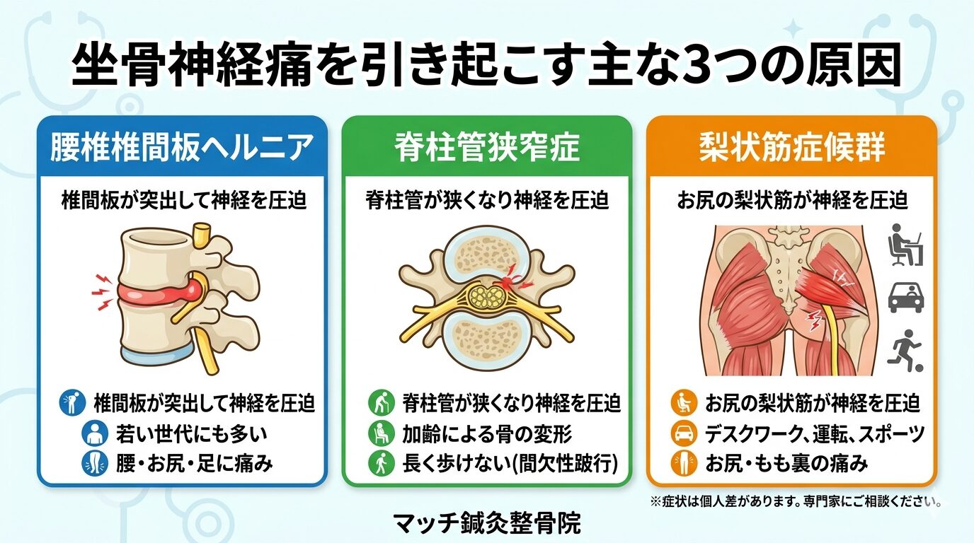 坐骨神経の3つの原因を鍼灸で解決