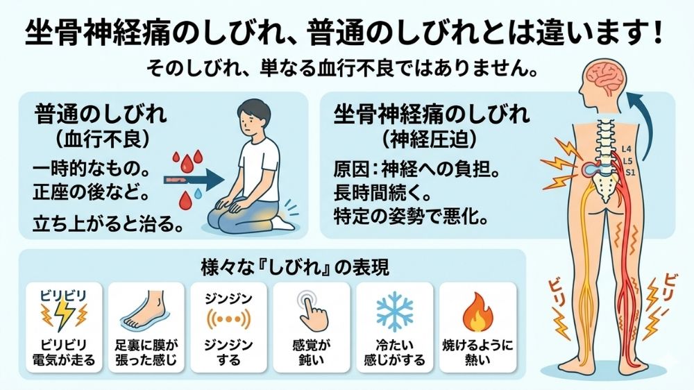 通常のしびれと違う坐骨神経痛を鍼灸で解消