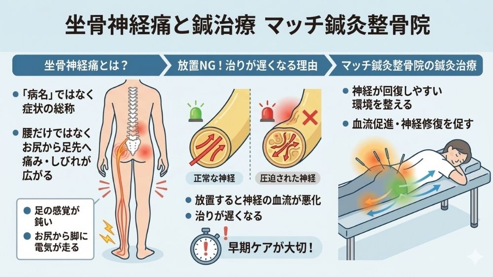坐骨神経痛と鍼灸治療まとめ札幌市円山大通エリアはマッチ鍼灸整骨院