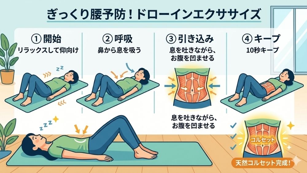 ぎっくり腰予防にはドローインと鍼灸