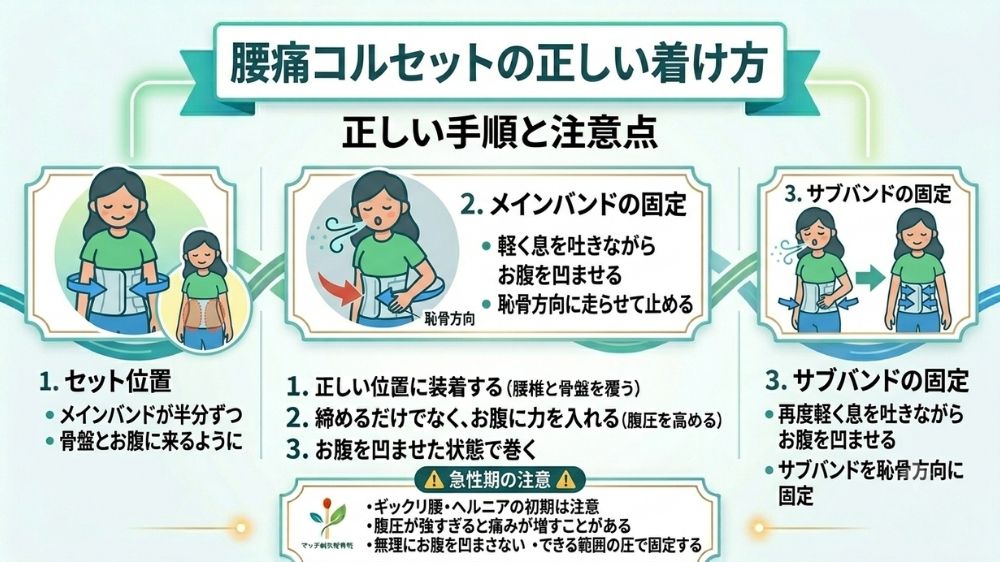 腰痛コルセットの正しい着用法