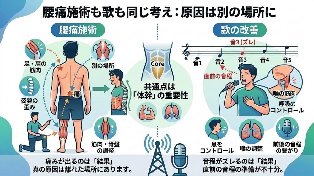 腰痛も発声も体幹が大切原因は別にある