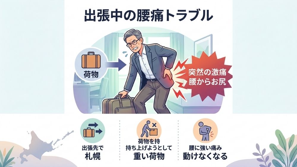 出張中の突然の腰痛、札幌の鍼灸院で改善