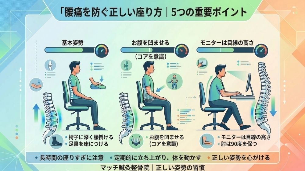 座位での腰痛を防ぐ5つのポイント