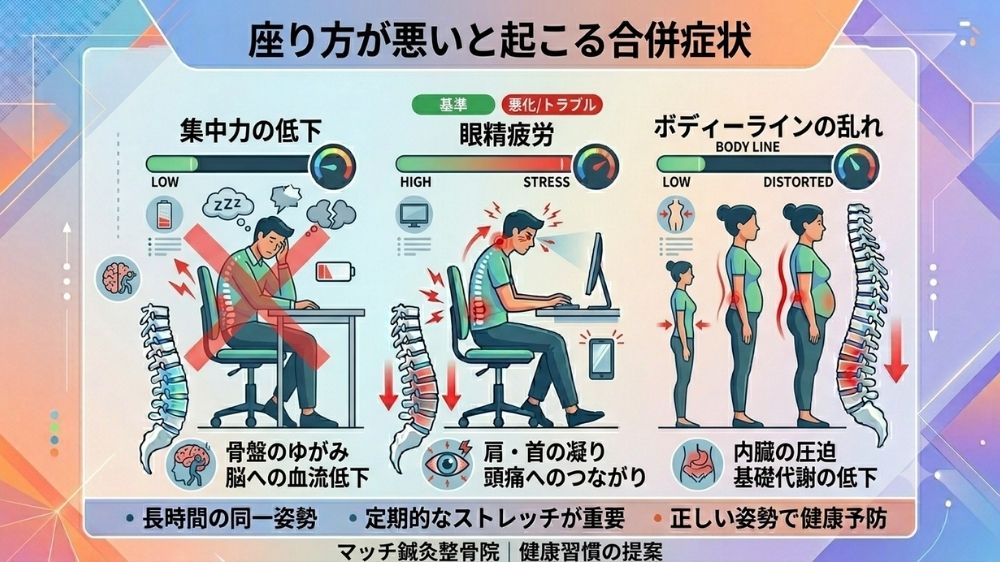座りっぱなし腰痛の合併症