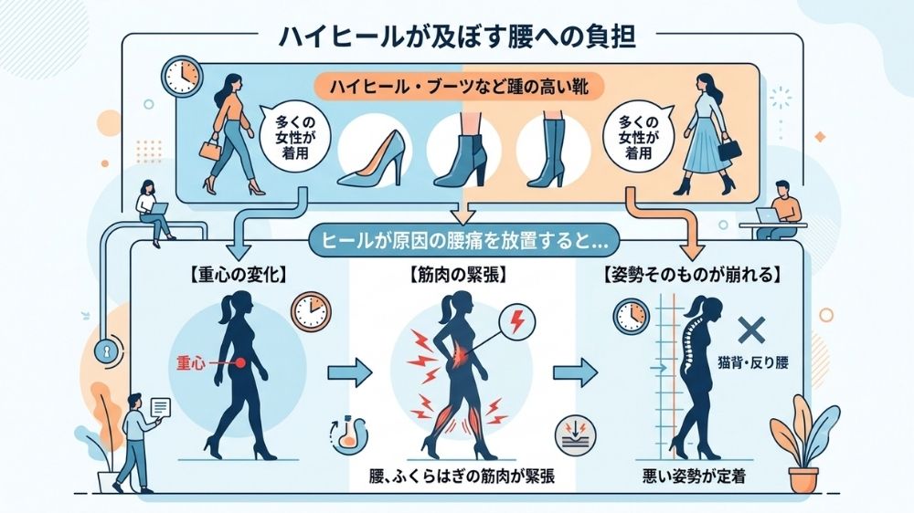ハイヒールによる腰痛を鍼灸で解消