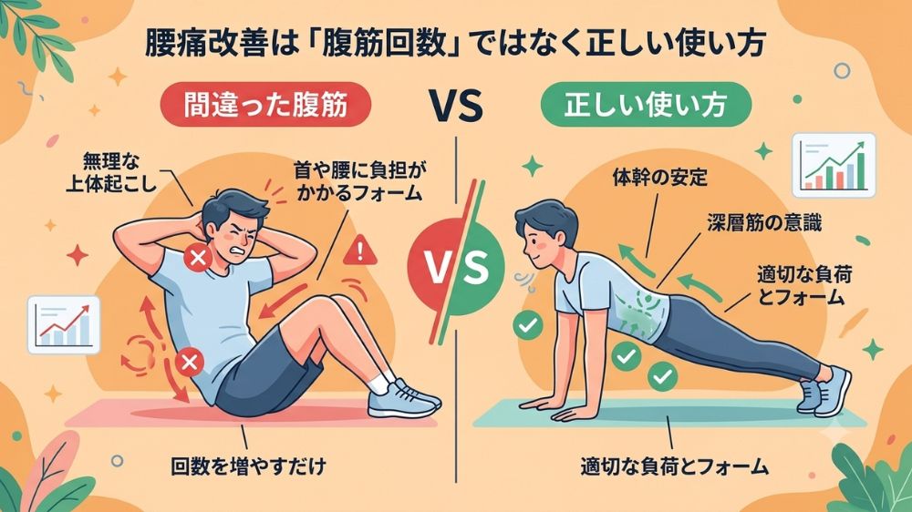 腰痛を防ぐ腹筋はフォームと鍼灸が大切