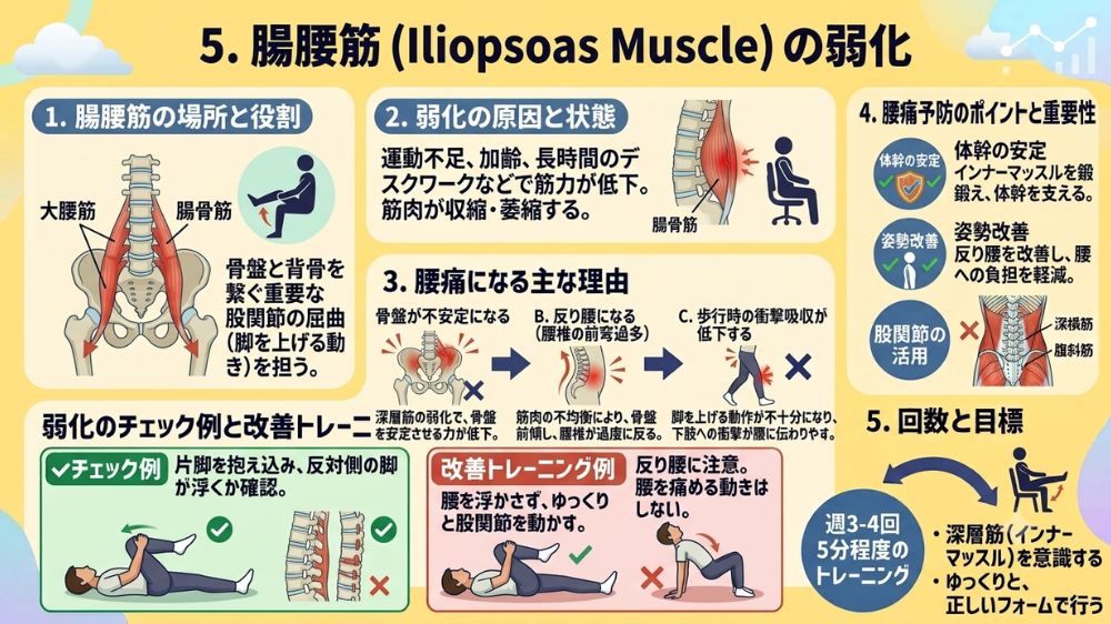 腸腰筋の緊張で腹筋後に腰痛発症