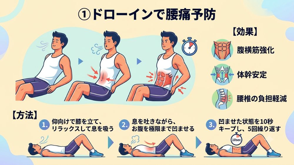 札幌で腰痛予防ならトレーニングドローイン