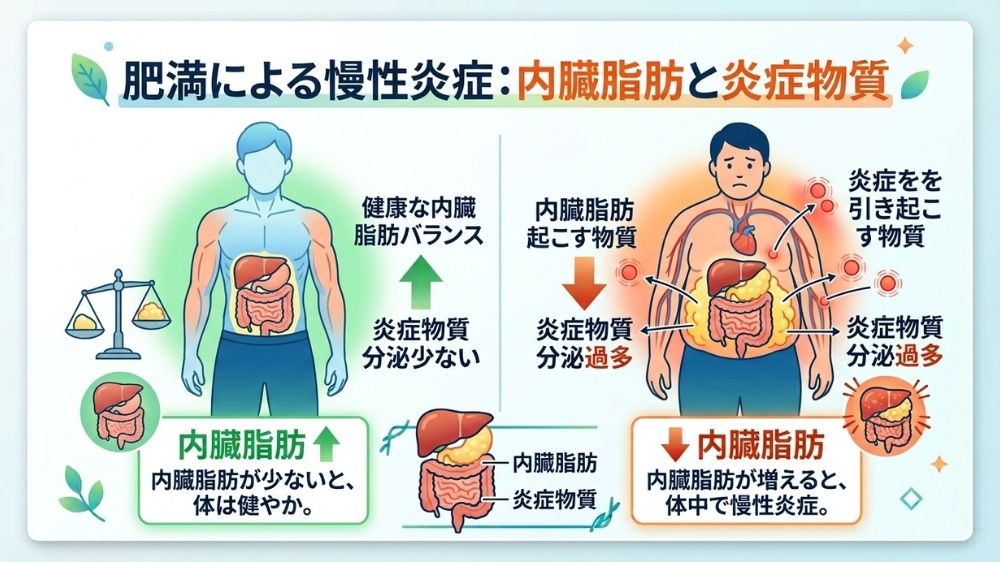 肥満による内臓脂肪と炎症物質の増加、札幌の鍼灸院で改善