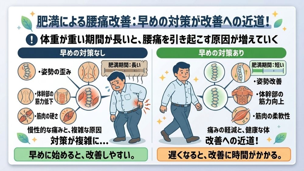 肥満による腰痛は早期改善が大切鍼灸と合わせると改善は早い