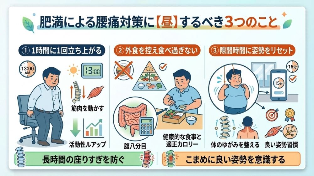 肥満による腰痛対策に昼行うべきこと