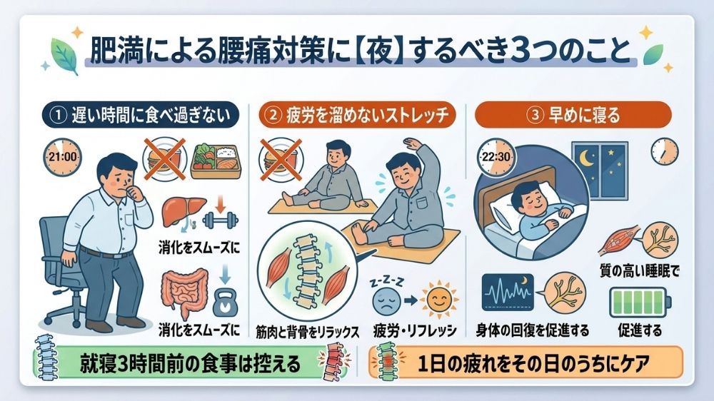 肥満による腰痛対策で夜すべきこと札幌の鍼灸師が指導