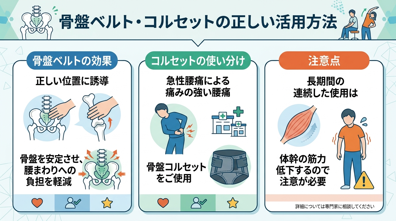 腰痛にコルセットは必要だが、長期使用は腰痛の悪化につながるので注意と鍼灸師が指摘