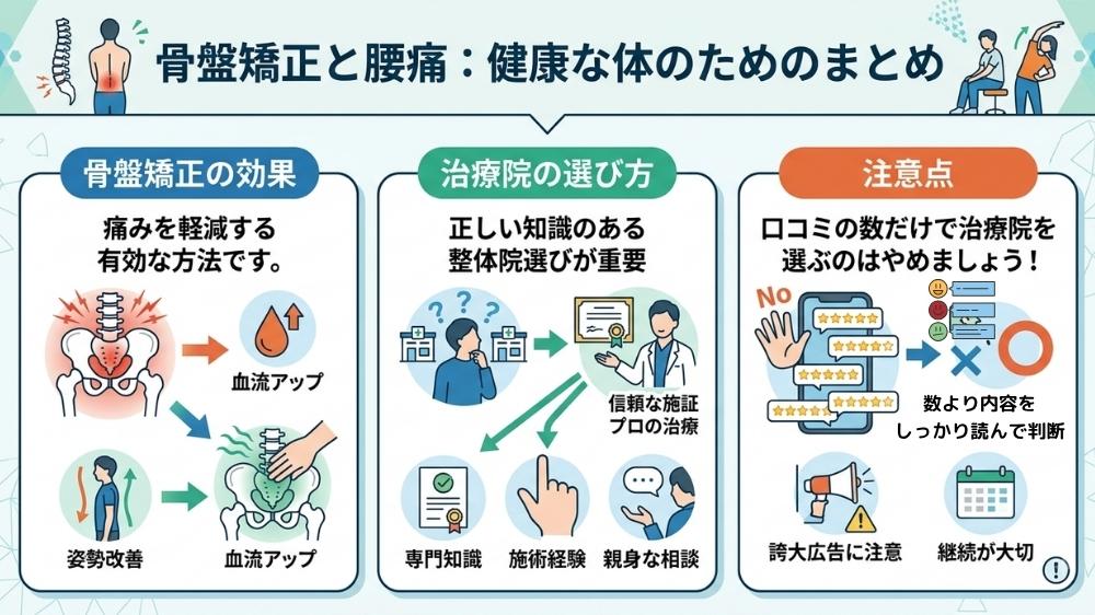マッチ鍼灸整骨院の骨盤矯正と腰痛のまとめ