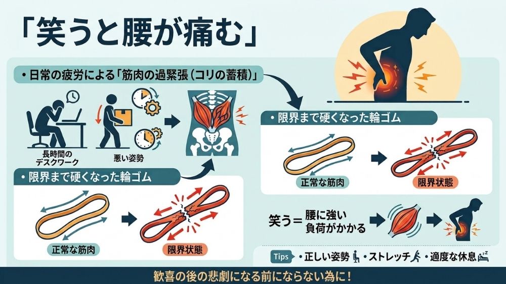 笑うと腰痛になる原因は日々の疲労の積み重ね 
