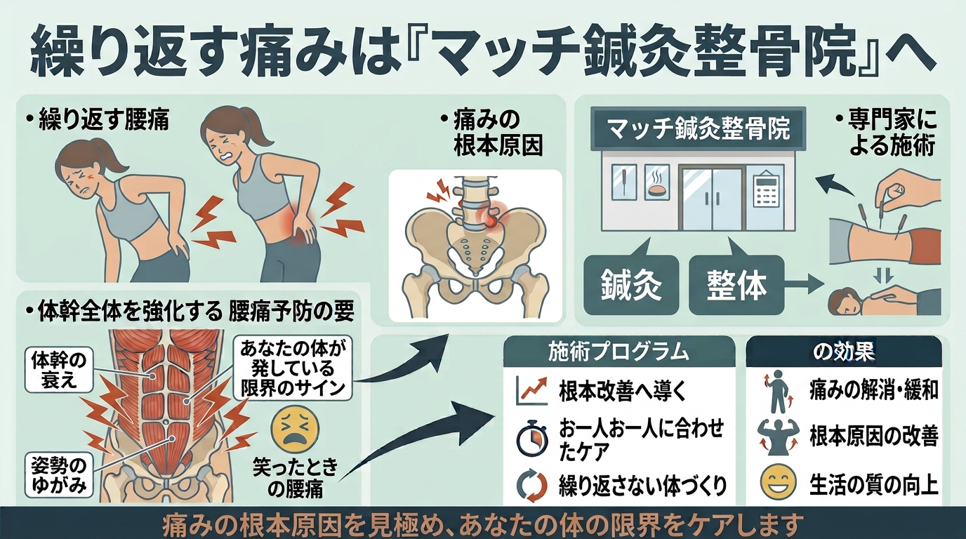 笑うと痛む腰痛はマッチ鍼灸整骨院で解消