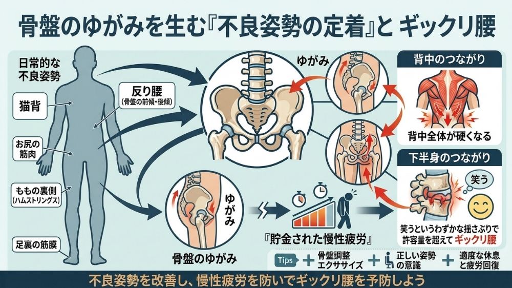 不良姿勢の定着により笑うと腰痛にそうなる前に鍼灸で解消