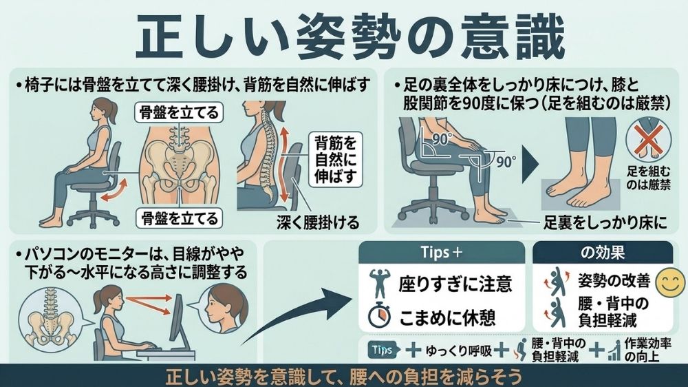 正しい姿勢の意識を持つことで笑うと痛む腰痛の予防