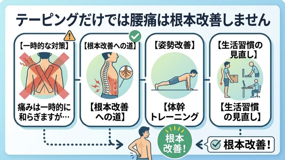 テーピングだけでは腰痛は改善しません鍼灸整体との併用が大切