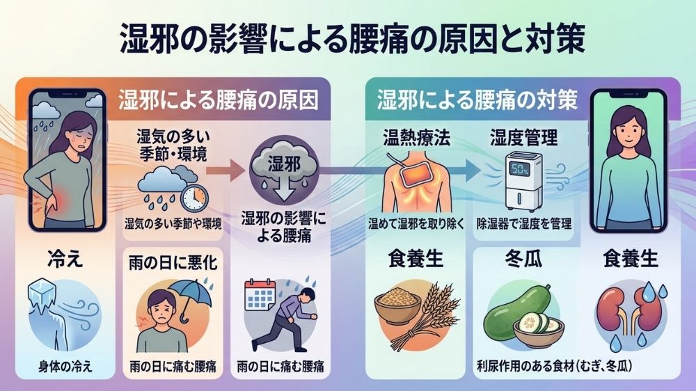 湿邪の影響による腰痛のは鍼灸で温める事が大切