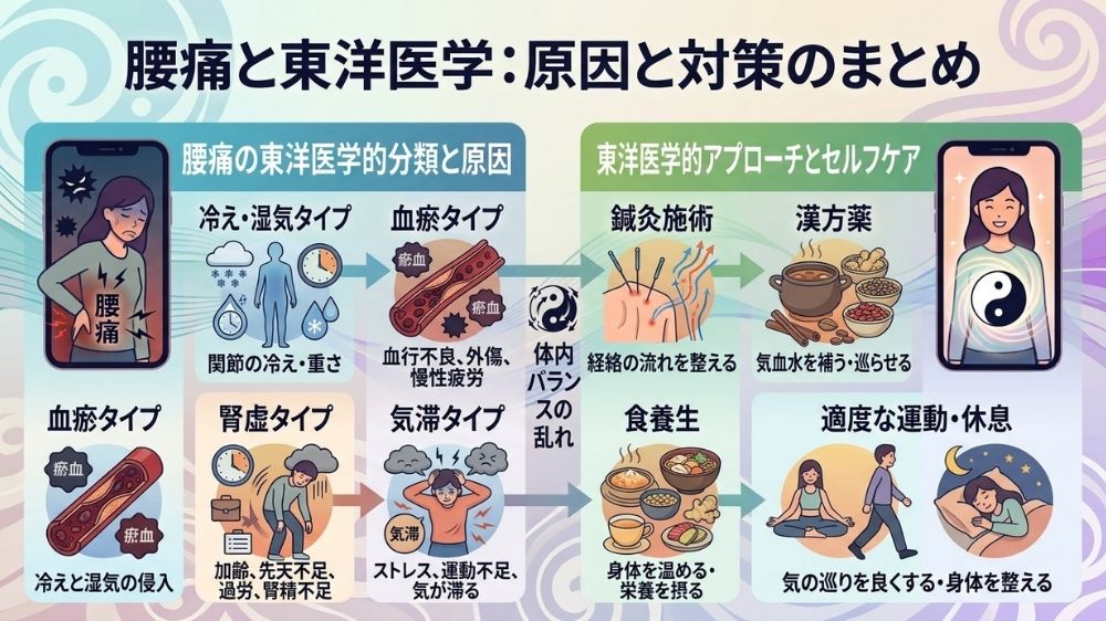 東洋医学的腰痛のまとめこれらが原因の場合は鍼灸施術が効果的
