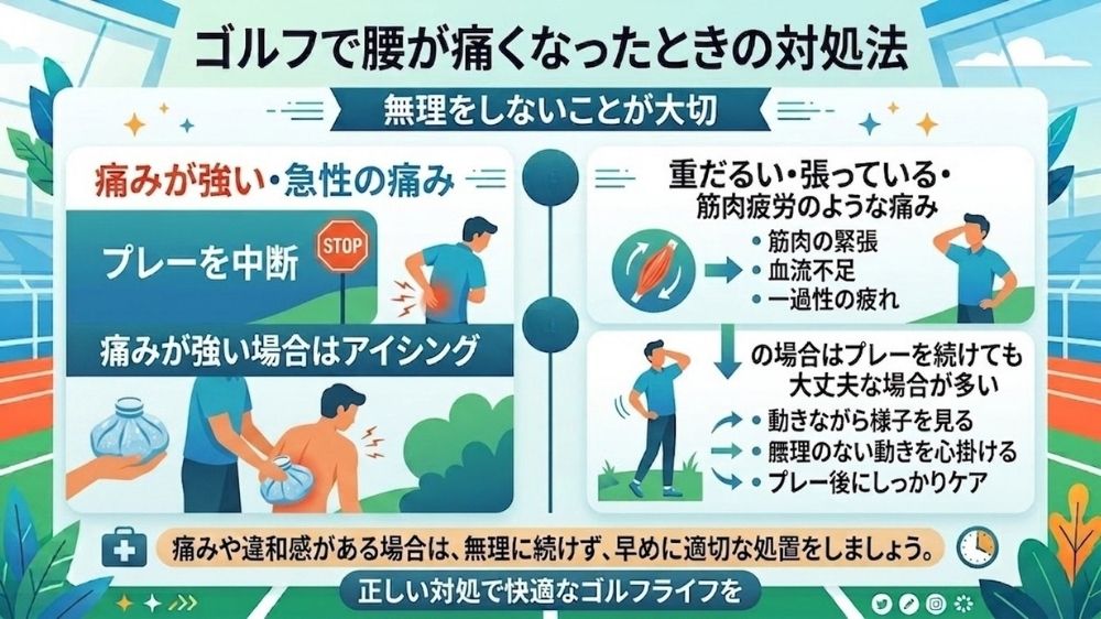ゴルフで腰痛になった際の対処法