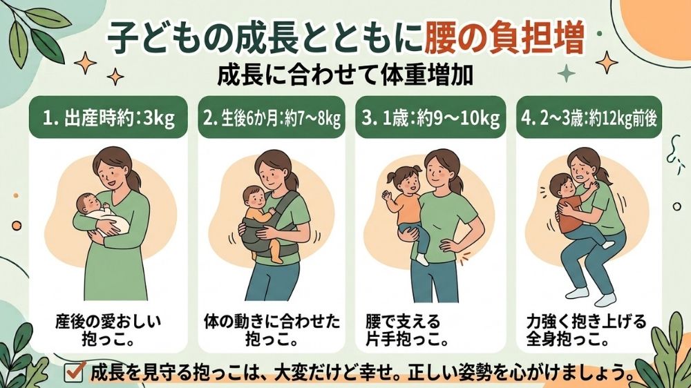 抱っこも子供の成長に合わせて負担に札幌の鍼灸整体院で改善