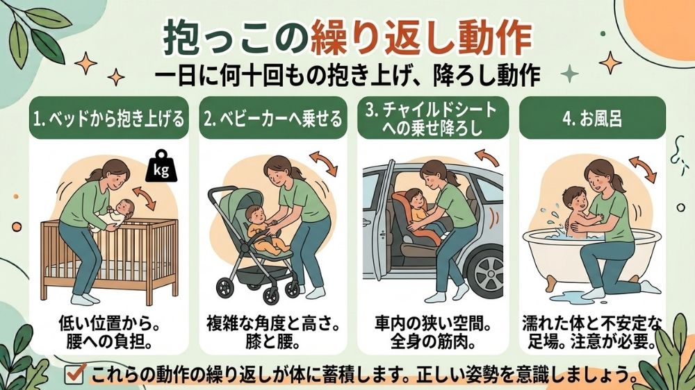 抱っこの繰り返しによる腰痛は鍼灸整体で予防可能