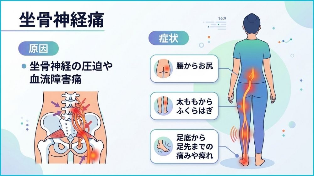 腰痛と足の痺れは坐骨神経痛