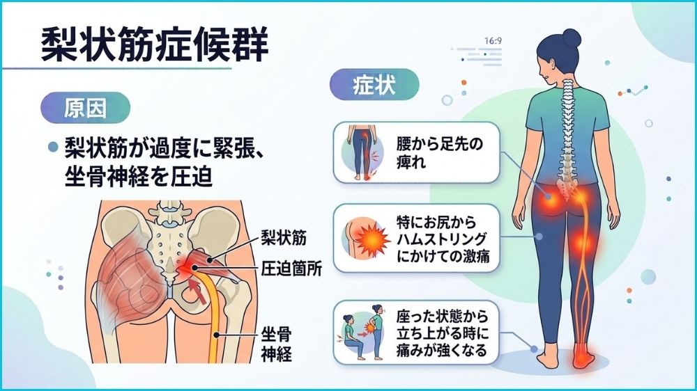 腰痛を伴なう足の痺れ梨状筋症候群は札幌の鍼灸整体院で!