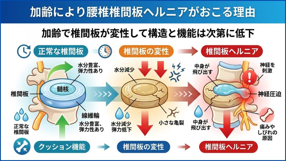 加齢による腰椎椎間板ヘルニア