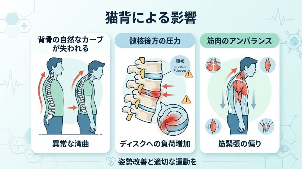 猫背が影響して腰椎椎間板ヘルニアのリスク増