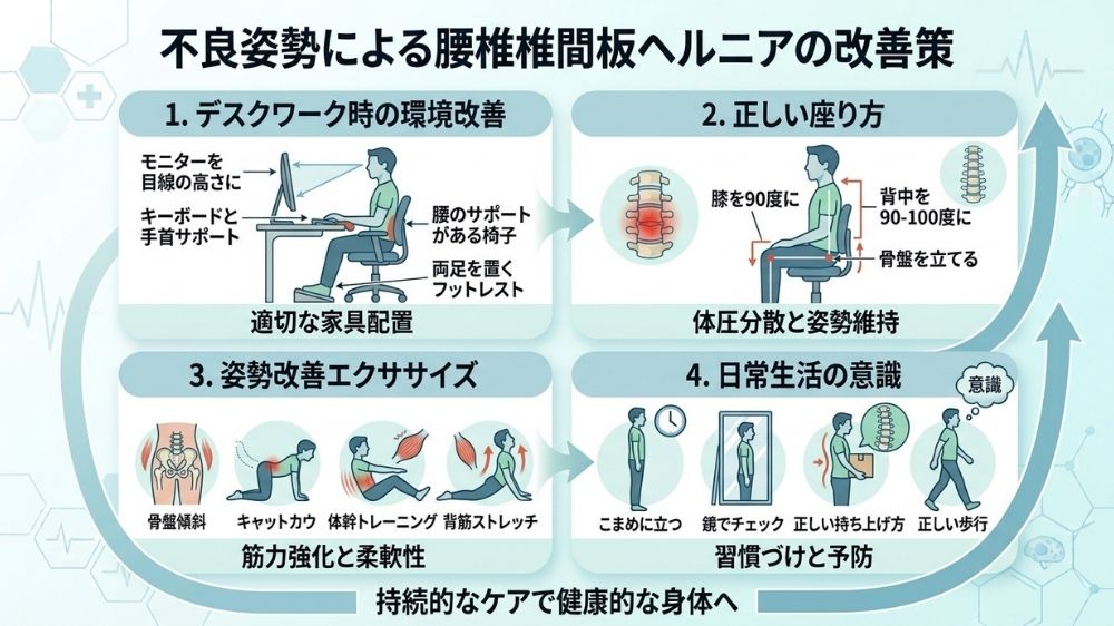 姿勢における腰椎椎間板ヘルニアの改善策