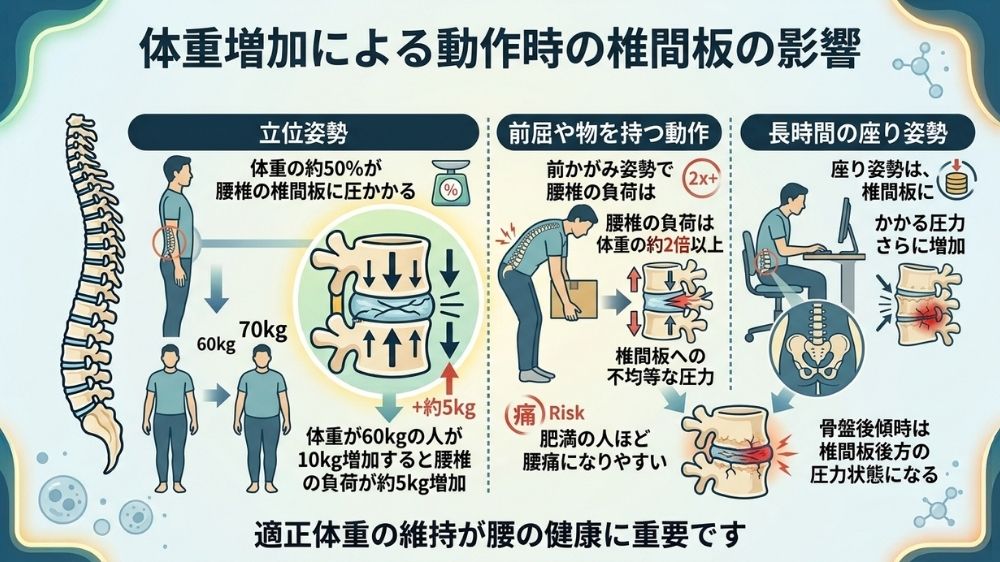 動作による腰椎椎間板ヘルニアの影響