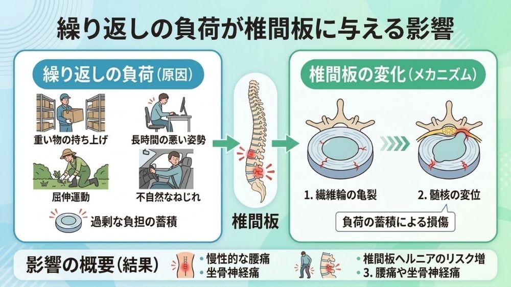 繰り返し動作による椎間板ヘルニアのリスク