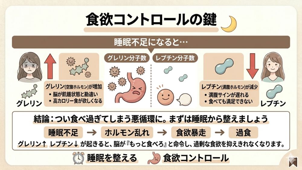 睡眠時間の減少が太りやすい体質をつくる