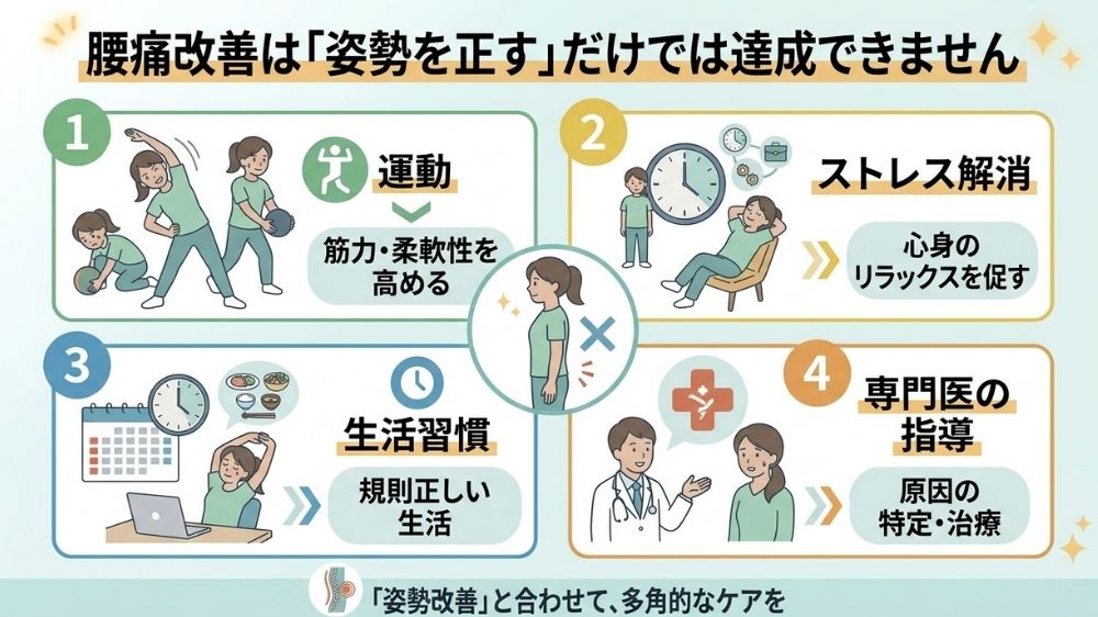 姿勢を正すだけでは腰痛は改善されない