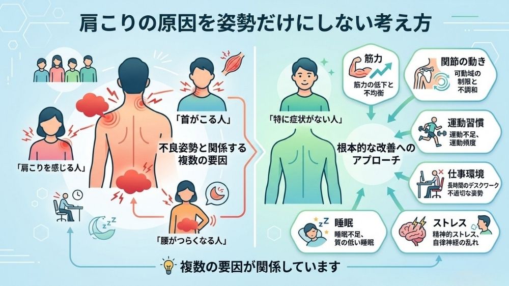 肩こりの原因を姿勢だけにしてはいけない