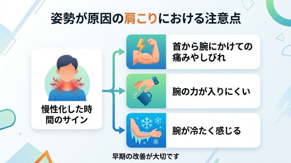 姿勢が原因の肩こりにおける注意点